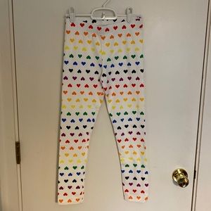 Primary rainbow heart leggings size 10 - never worn